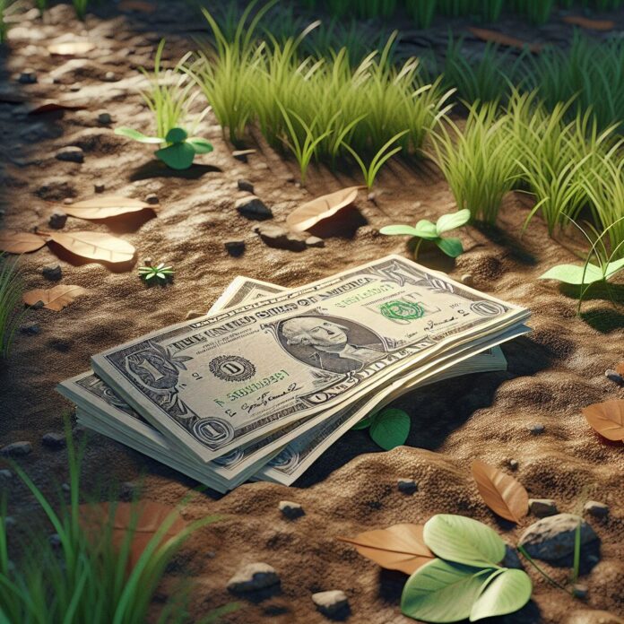 деньги на земле